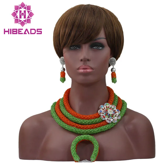 2016 Latest African Casual Jewelry Set Handmade Crystal Beads Necklace Jewelry Sets Bridal Jewelry Set Free Shipping ALJ846