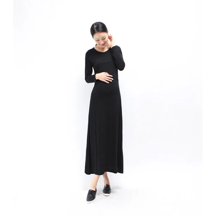 

Fashion Pregnant Women Breastfeeding Dress Long-sleeved Super Long Dress Spring Autumn For Pregnant Women Maternity Clothes 2019