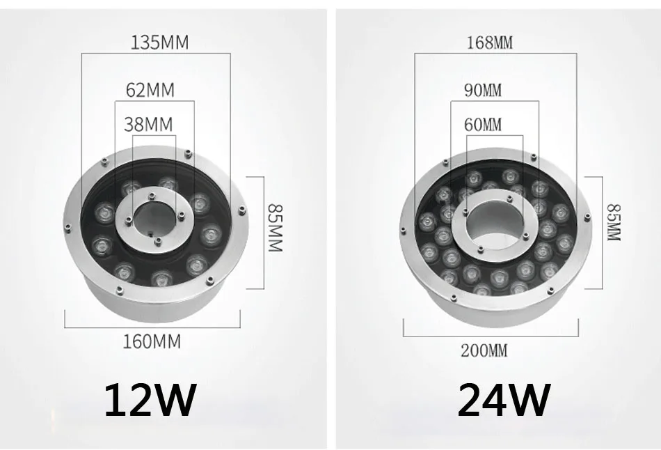 Светодиодный светильник для фонтана 3 Вт 6 Вт 9 Вт 12 Вт 15 Вт 18 Вт 24 Вт Светодиодный светильник для бассейна AC12V AC24V водонепроницаемый Ip68