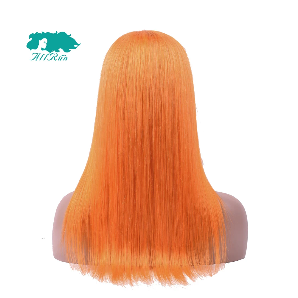 Allrun Malaysian Straight Hair Orange Human Hair Wigs 10" 22" 130