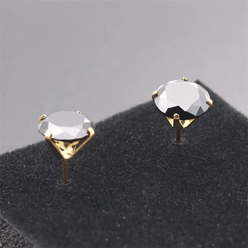 Серьги из титана PE45 с Круглым Черным цирконием класса ААА серьги нержавеющей