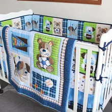 Промо-акция! 7 шт. вышитый Детский Комплект постельного белья КИТ кроватка комплект постельного белья berco, включает(бампер+ одеяло+ покрывало+ кровать юбка