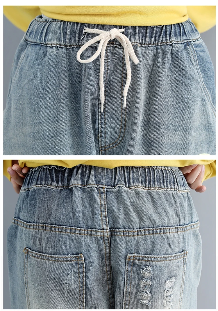 Женские весенне-осенние модные брендовые винтажные джинсы с принтом собачки из мультфильма для маленьких девочек, женские повседневные штаны-шаровары с потертостями