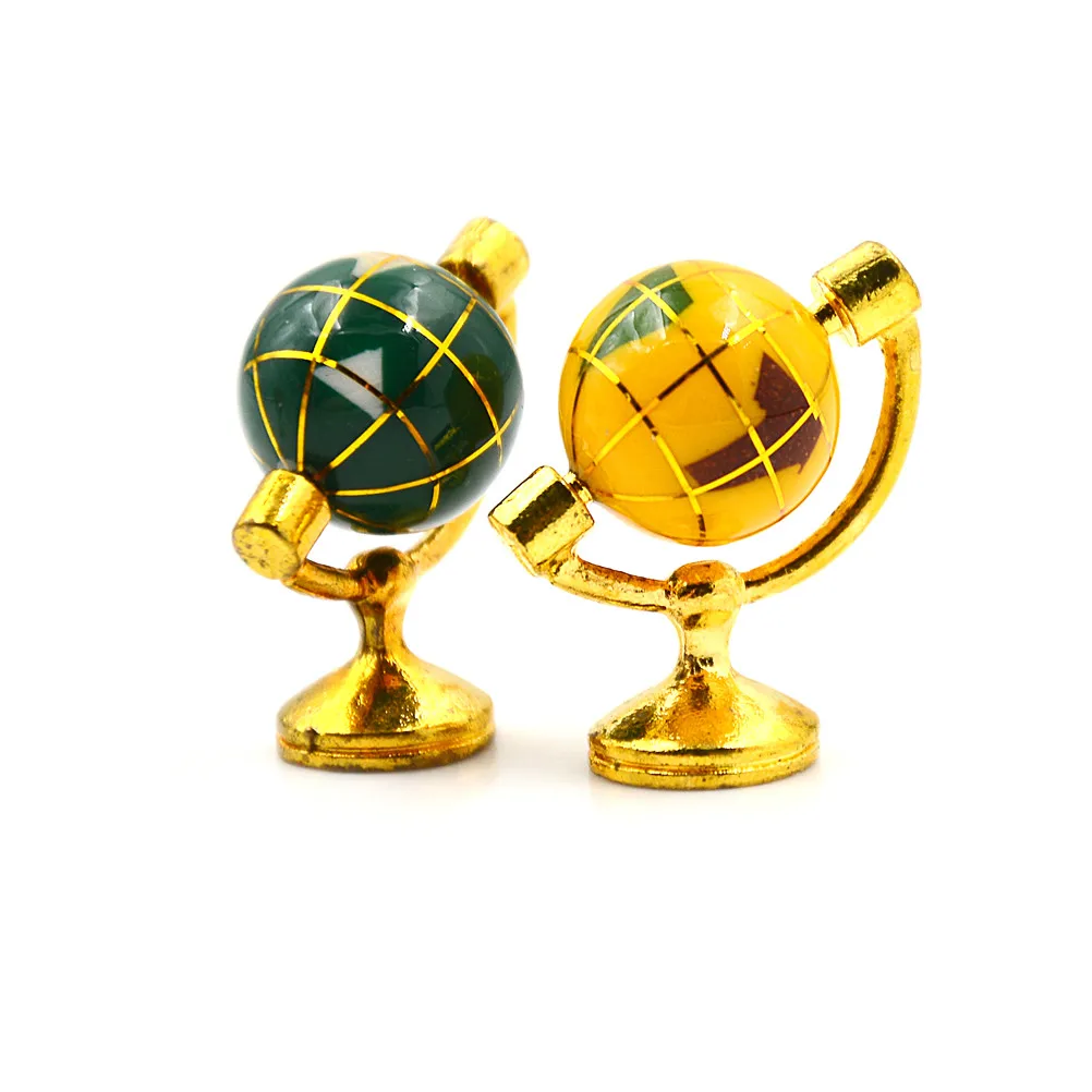 1:12 Масштаб миниатюрных Turnable глобус с золотой стоять подвижного миру кукольный домик Гостиная мебель игрушки аксессуары новая распродажа