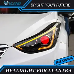 Авто головная лампа для hyundai Elantra фар 2012-2016 светодиодный фар Биксеноновые объектив проектора светодиодный DRL с демон глаза лампы