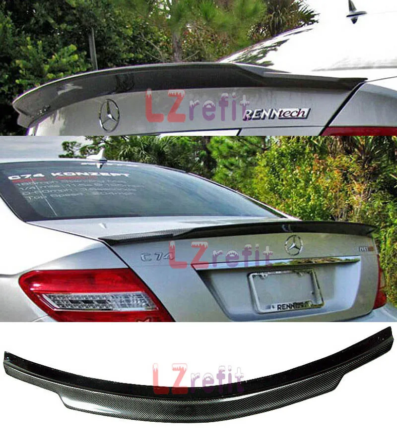 

V Style Real CARBON FIBER TRUNK LIP SPOILER Fit For Mercedes BENZ W204 SEDAN 4D C200 C250 C300 C350 C63AMG 2008-2013
