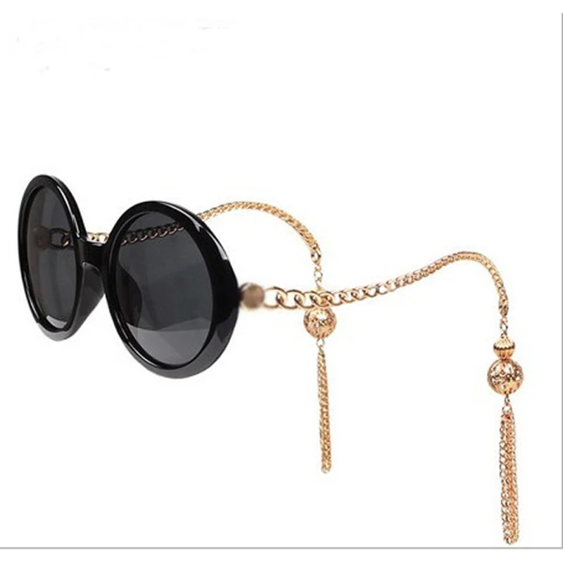 

Fashion Metal Ball Tassel sunglasses Female round frame sunglasses for women Summer Beach Decoration