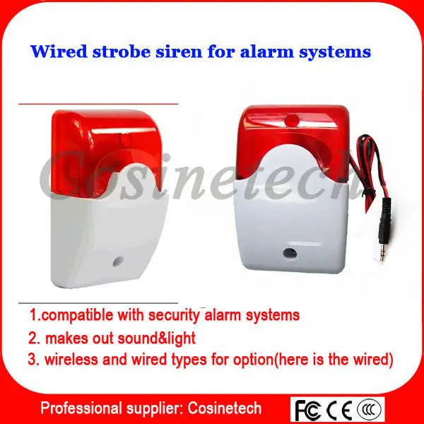 

wired siren horn police siren with sound and light For Wireless wired Home Alarm Security Systems,indoor mini Wired strobe Siren