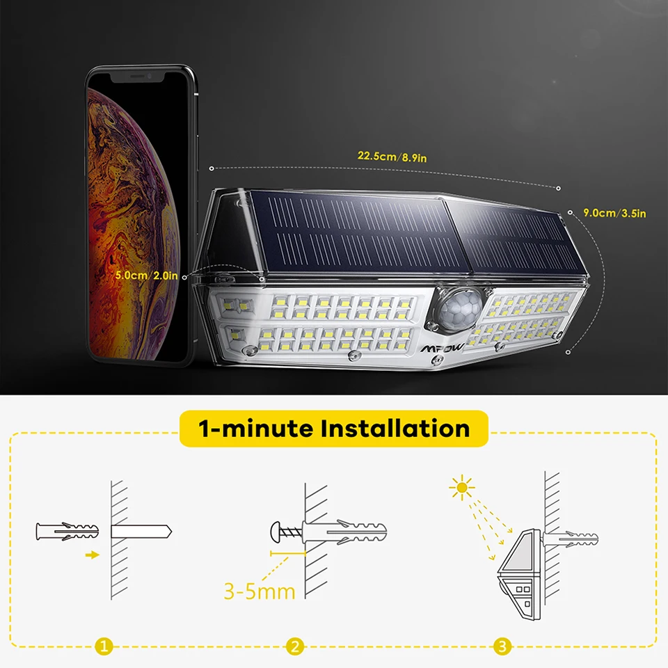 Mpow CD174 3 Adjustable Light Model 66 LED Bright Solar Powered Outdoor Lights (7)