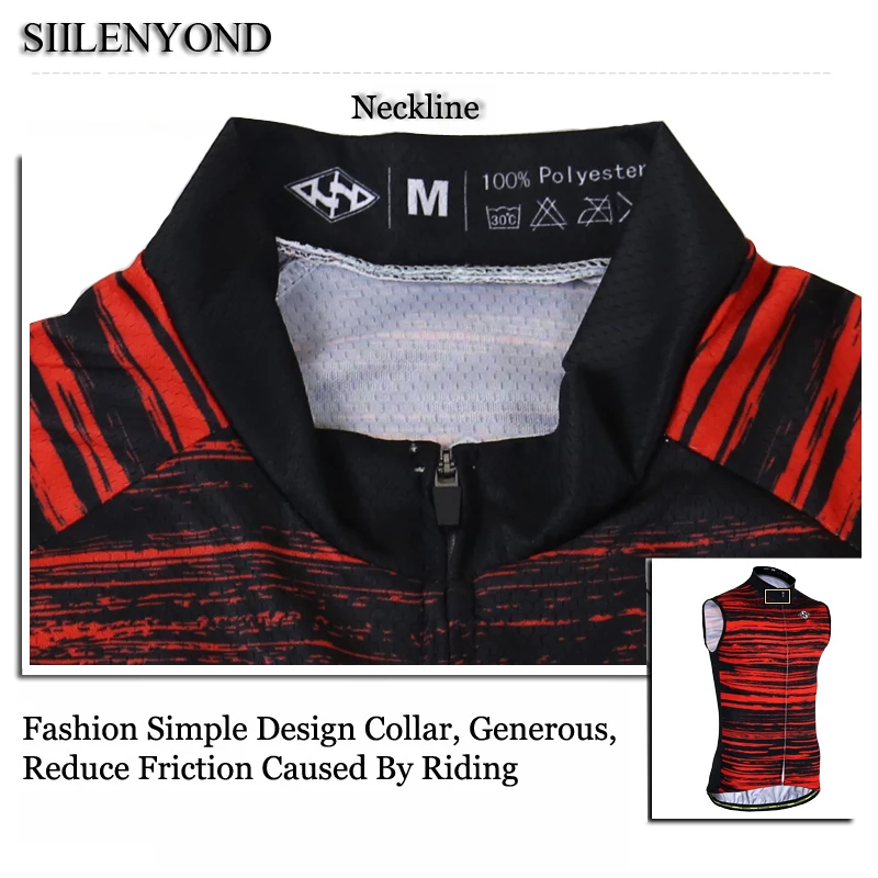Siilenyond Pro Sleeveless Cycling Jersey Mountain Bicycle Cycling Vests MTB Bike Cycling Wear Quick-Dry Summer Cycling Clothing