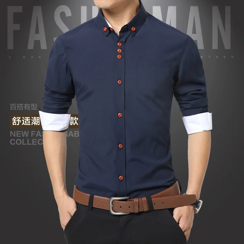 2018 Summer Mens Dress Shirts Cotton 