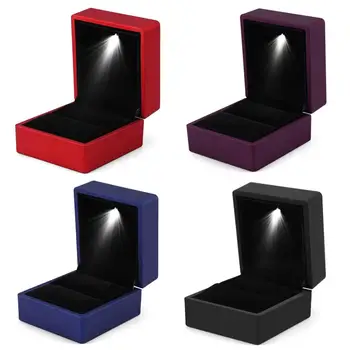 

4 Colors Fashionable LED Lighted Ring Storage Box Wedding Jewelry Display Case led For Gift Jewelry Packaging Led Storage Box