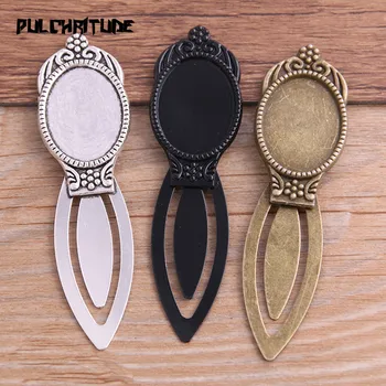 

2pcs Three Color 18*25mm Cameo Steel Owl Bookmarks Oval Cabochon Settings Jewelry Blank Charm