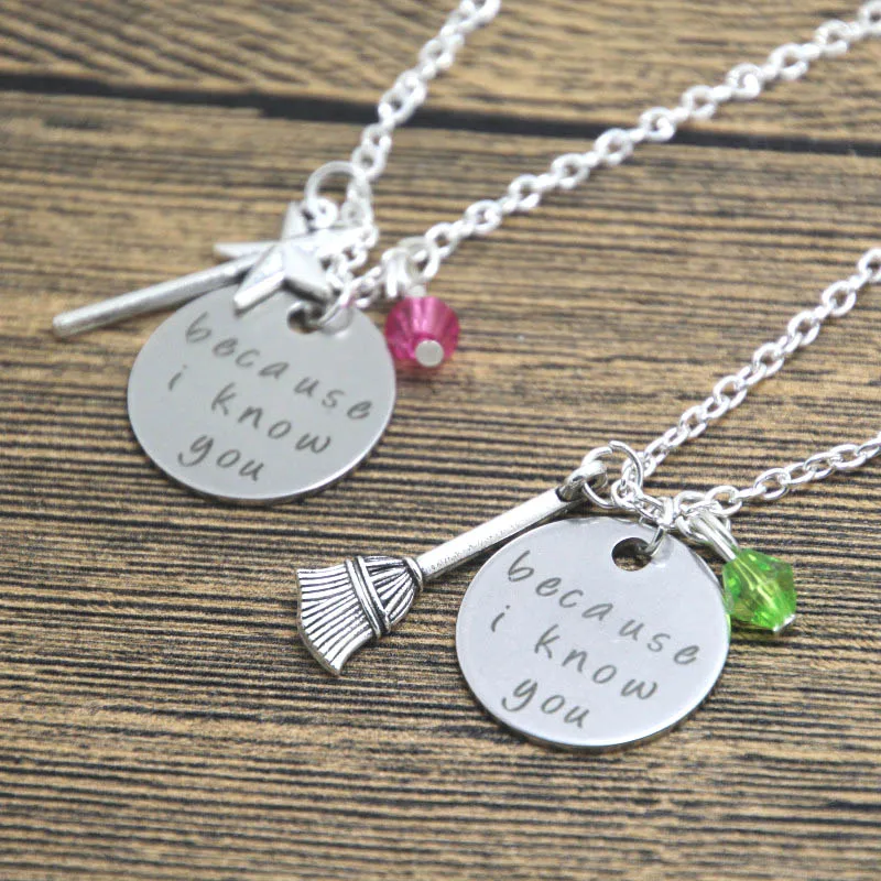 24pcs/lot Wicked the musical Inspired Elphaba and Galinda because i know you Friendship Necklaces 24pcs/lot Wicked the musical Inspired Elphaba and Galinda because i know you Friendship Necklaces