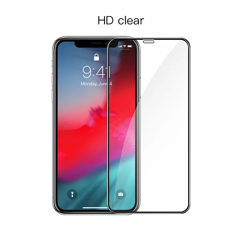 PZOZ iPhone Xs Max X Xr S Защита экрана 0,3 мм закаленное стекло 5D с закругленными краями полное покрытие Защитная пленка для телефона - Цвет: Black