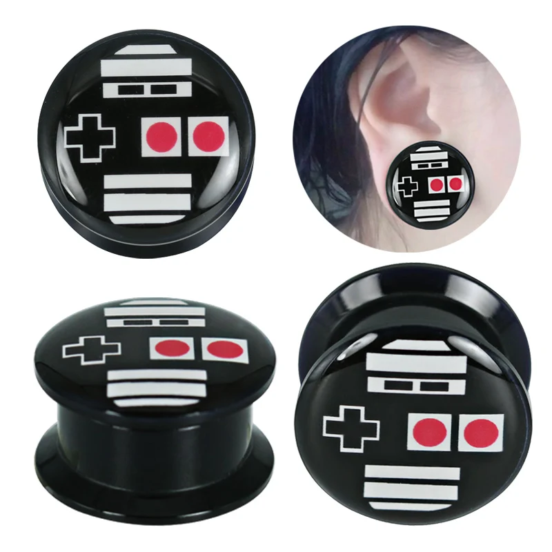 6 25mm 1 Pair Cartoon Game Handle Ear Plugs and Tunnels Piercing