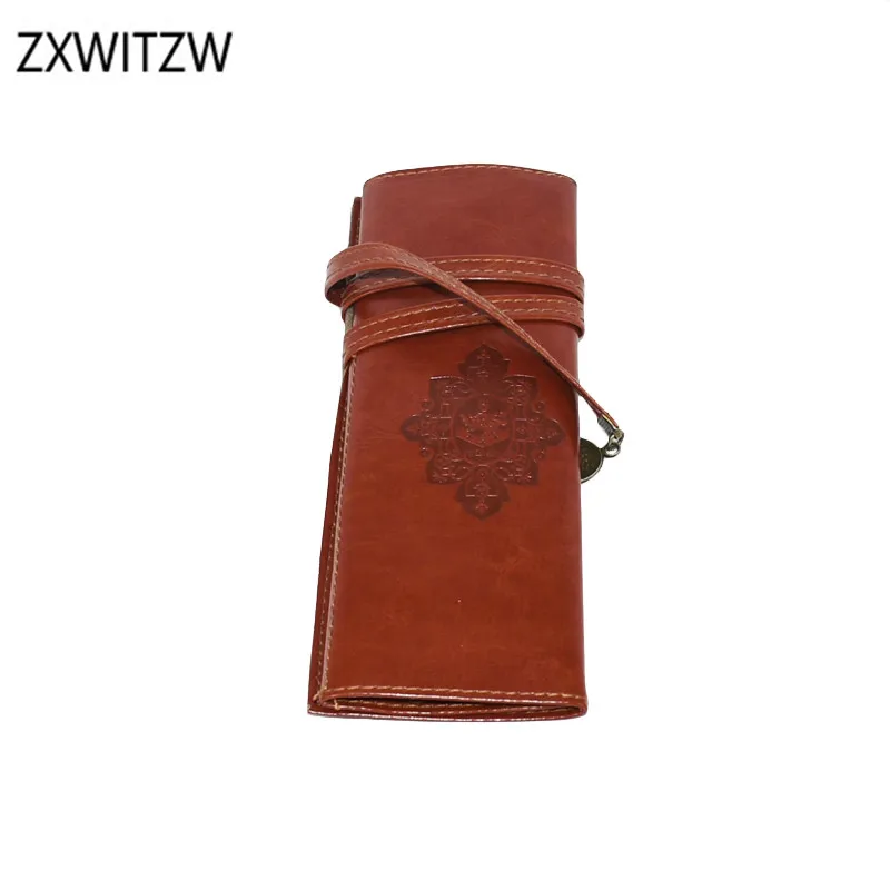 

1pcs high quality retro pencil case luxury roll leather PU pencil case school supplies