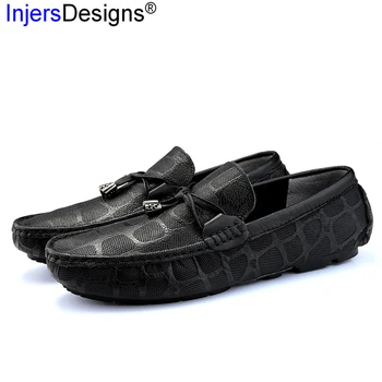 

High Quality Genuine Leather Casual Shoes Men Slip-On Loafers New Fashion Boat Shoes Breathable Soft Moccasins Men Driving Shoes