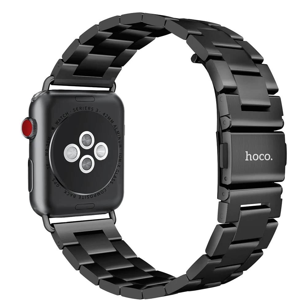 

Original HOCO Silver Black Stainless Steel Self-detachable Strap For Apple Watch Series 1 2 3 Band 42mm 38mm Wristband Bracelet