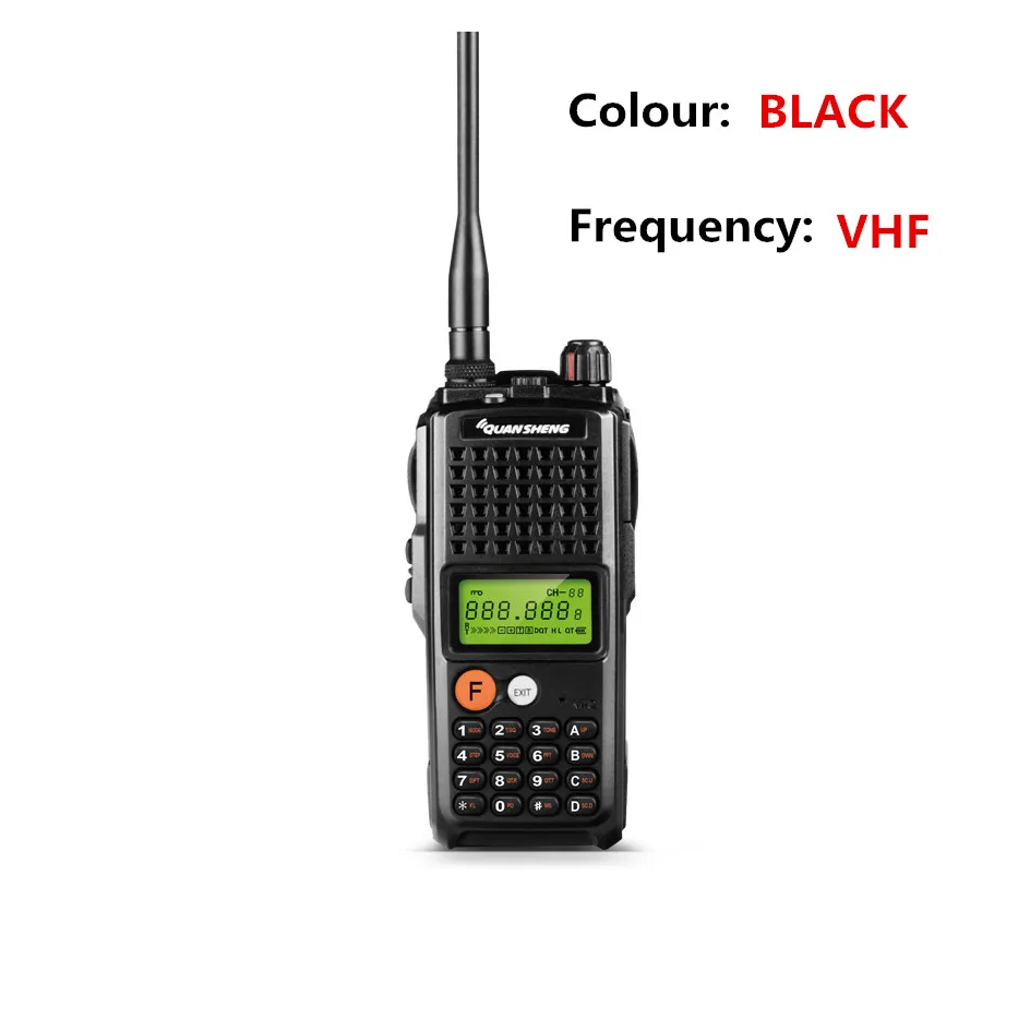 10 Вт QuanSheng TG-K10AT Walkie Talkie 10 км TG K10AT радио comunicador 10 км UHF400-470MHz дополнительный VHF диапазон двухстороннее радио 4000 мАч - Цвет: Black with VHF Band