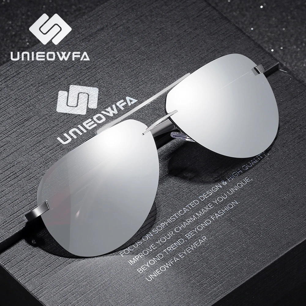 UNIEOWFA gafas de sol de Aviación sin montura para hombre, de sol polarizadas con espejo plateado, deportivas, polarizadas, piloto|De los hombres gafas de sol| - AliExpress