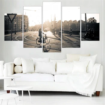 

Modern Canvas Painting City Landscape Black and White Oil Pictures Wall Sticker Poster Adornment Modular Home Decor Unframed