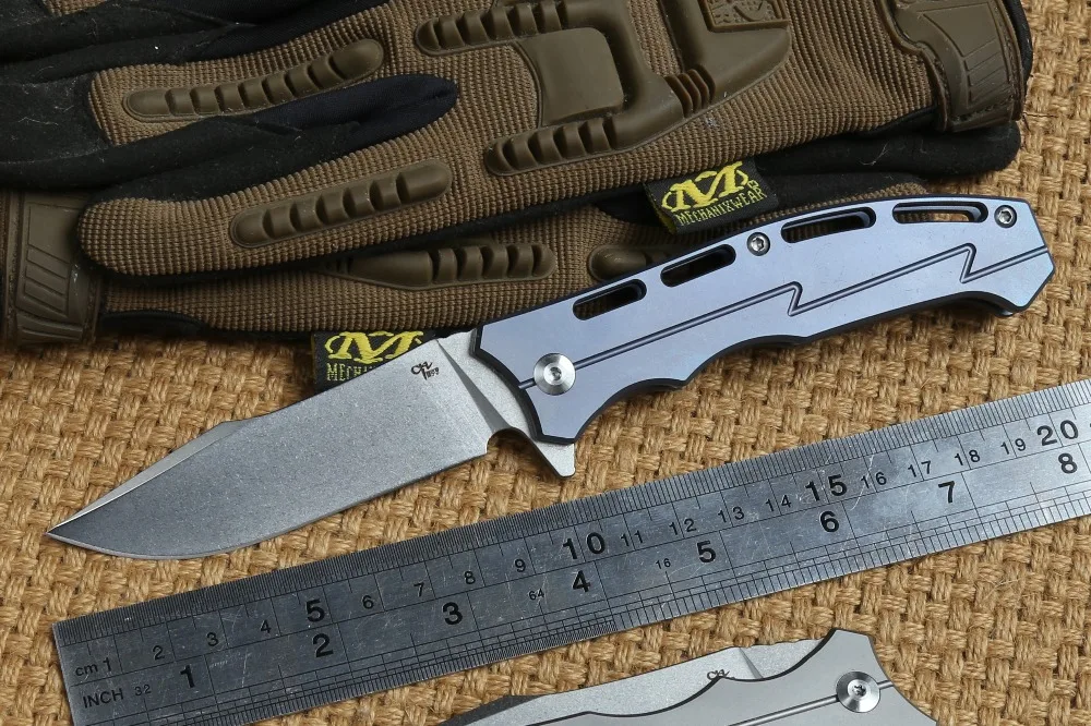 

CH 3009 Flipper ball bearing folding knife D2 balde Titanium handle outdoor camping tactical hunting pocket Knives EDC tools