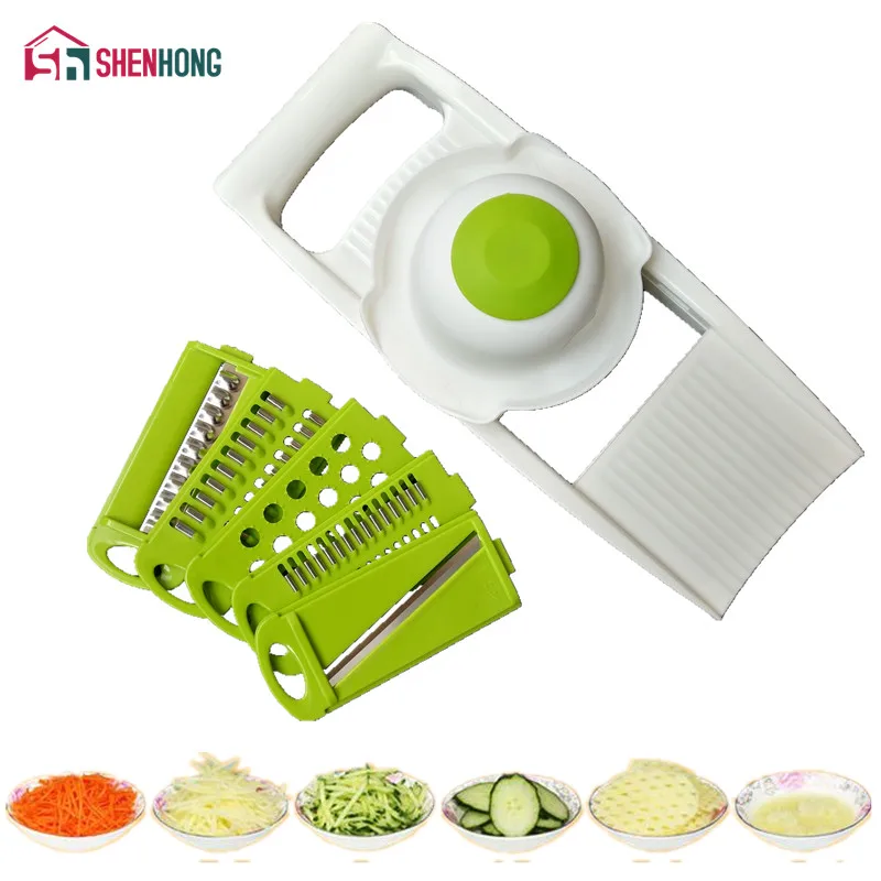 SHENHONG Mandoline Slicer With Interchangeable Stainless Steel Blades Vegetable Cutter Peeler Slicer Grater Kitchen Tools