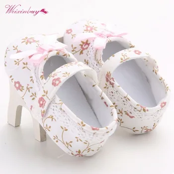 

WEIXINBUY Ballet Dress Baby Toddler First Walkers Crib Floral Soft Soled Anti-Slip Shoes Infant Newborn Girls Princess Shoes