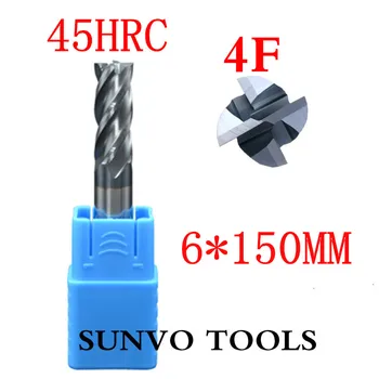 

2PCS 2 Two Double flutes HRC55 extra long shank length 150mm tungsten carbide end mill bit CNC milling cutter Lengthen 6*150