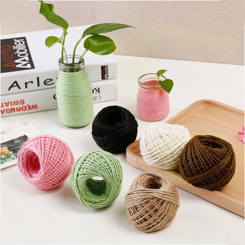

30M Natural Textured Hessian Jute Twine String Tag Label Hang Rope Wedding Home Woven Decorative DIY Crafts