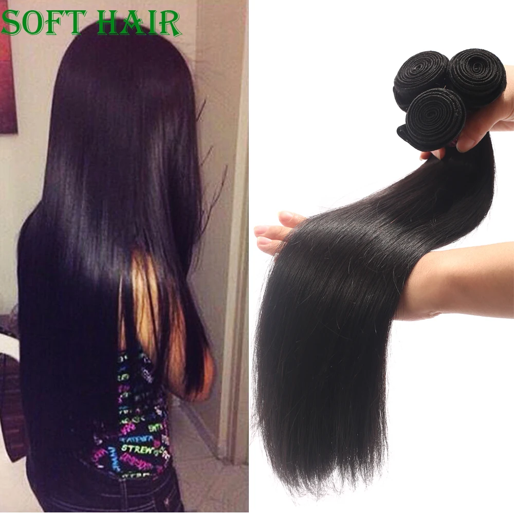 

Grade 7A Brazilian Virgin Hair Silky Weave Straight 3 Bundles Deal Unprocessed Hair Bundles Best Quality Soft Hair Natural Black