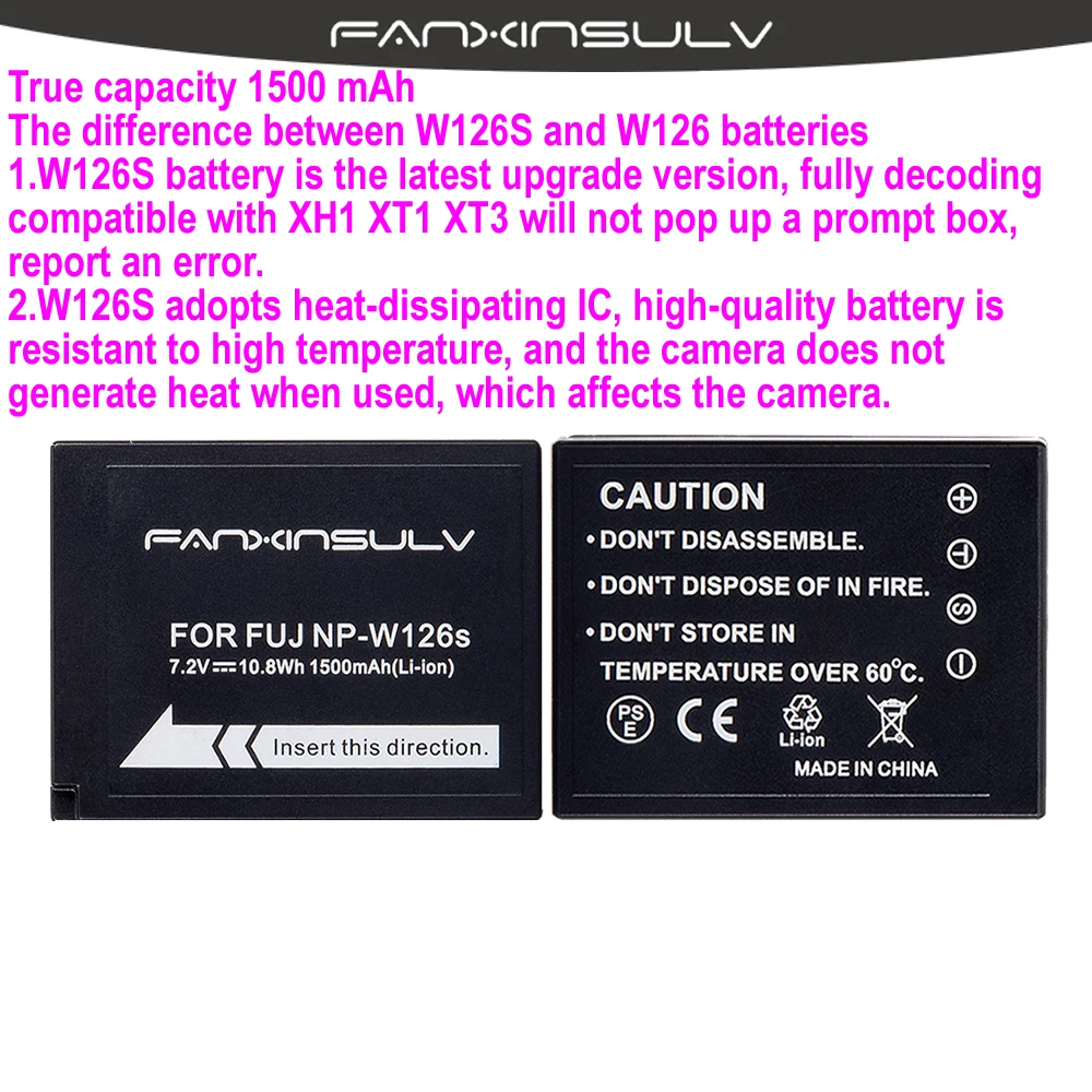 2x NP-W126S NP W126S Battery + USB Charger for Fujifilm Fuji XT3 XA5 XT20 XT2 XH1 XT10 XE3 X100F xpro2 SHIP WITH TRACKING NUMBER