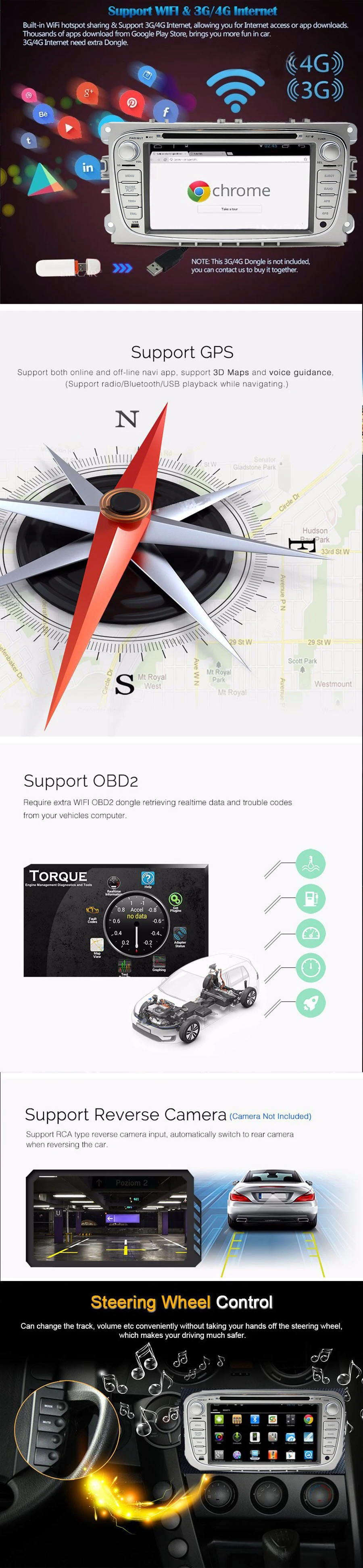 Discount 2din 8" Octa-Core 2+32G Android 8.1 Car Radio DVD Player Wifi CD SWC BT HD1024*600 for Ford Focus Fiesta Galaxy transit Mondeo 3