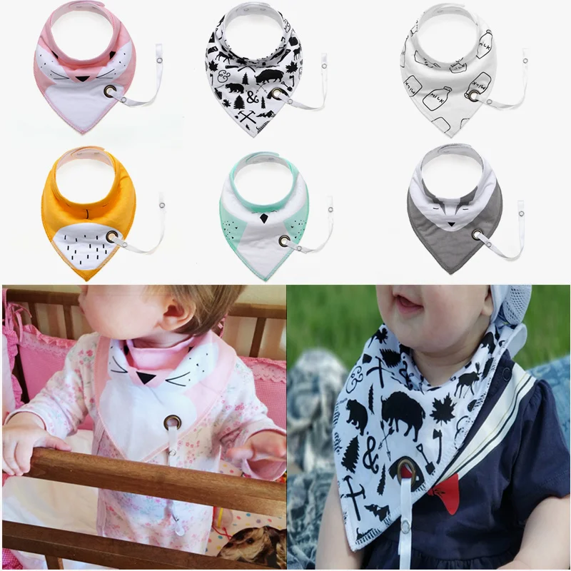 Infant Toddler Triangular Cotton Bibs Saliva Towel /& Pacifier Clip Feeding