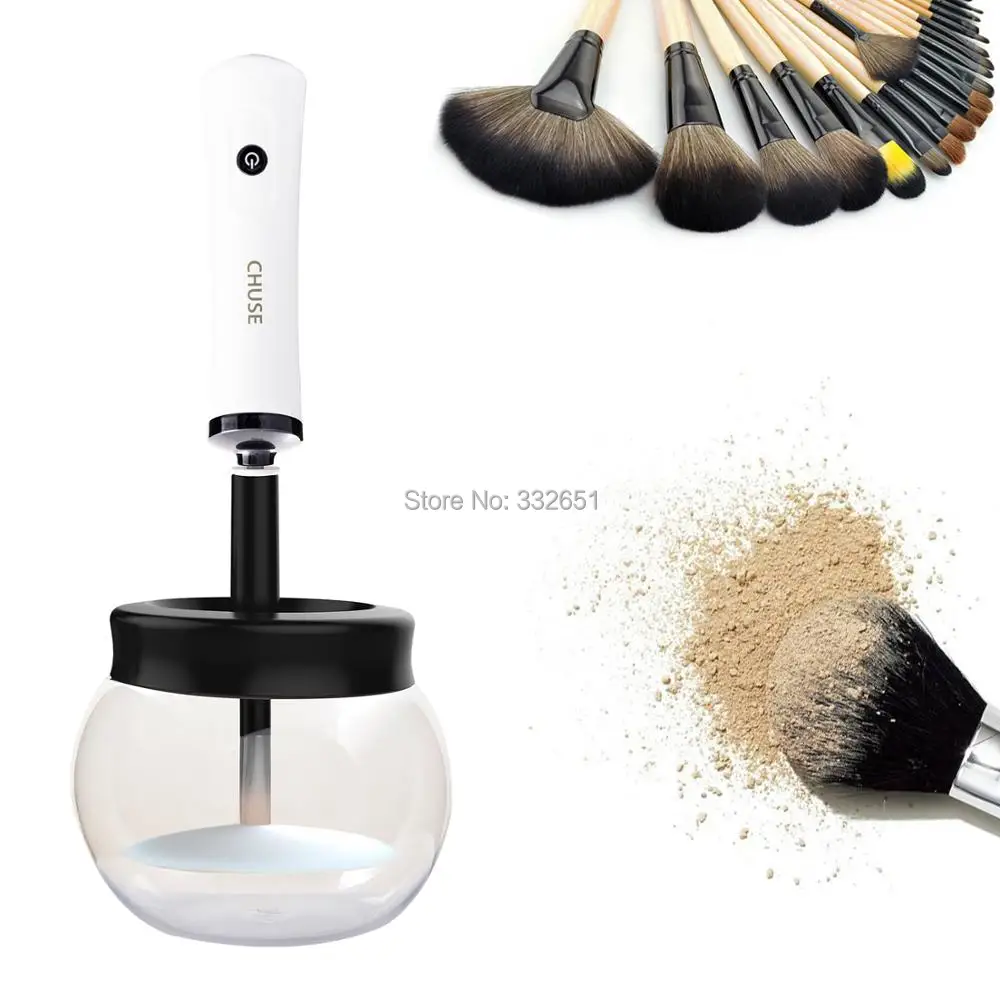 

CHUSE Makeup Brush Cleaner and Dryer Machines, with 8 Rubber Holders Suit for Almost size Makeup Brushes