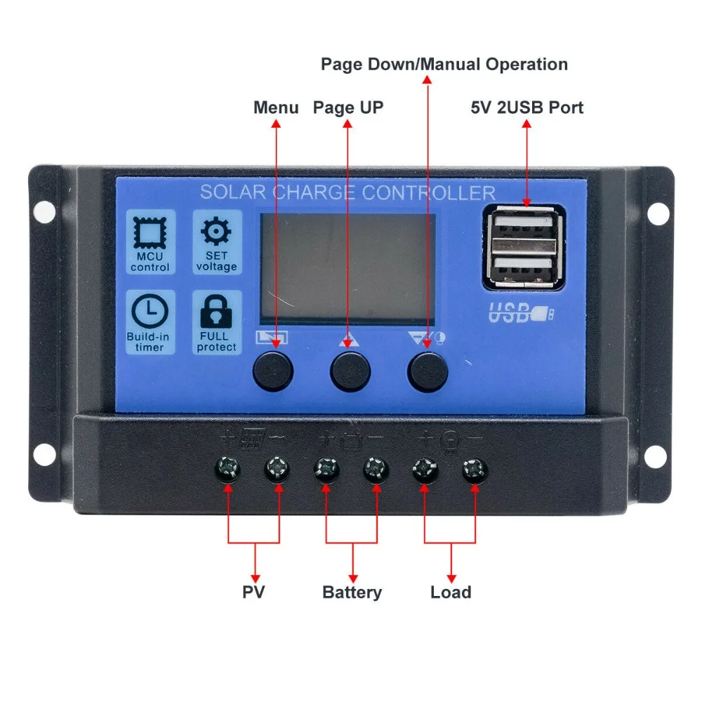 30A 12 V/24 V ЖК-дисплей Дисплей PWM Панели солнечные регулятор заряда аккумулятора и таймер PWN