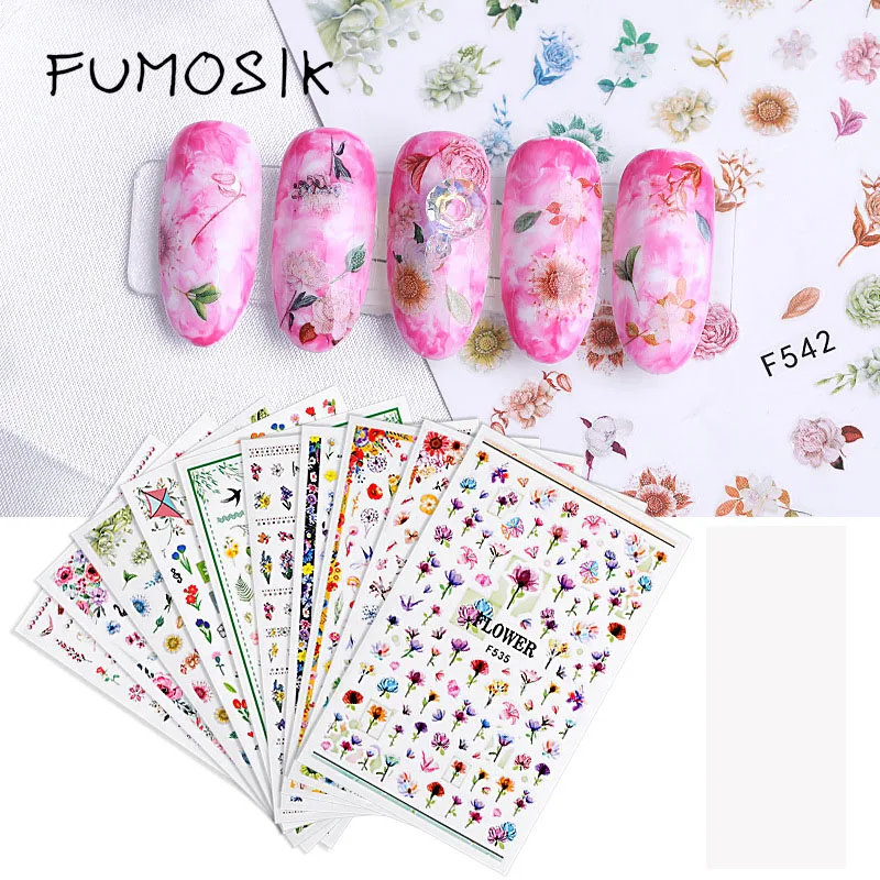 

10 models Nail Sticker 3d Flower Manicure Sticker Decal Nail Art