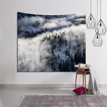 Hot 80*60inch Foggy Forest Hanging Tapestry For Living Room Bedroom Decoration Home Wall Art Tapestry Polyester Yoga Picnic Mat