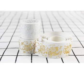 

6 pcs/Lot Vintage gold masking tape 35mm Rose flower paper washi tapes Deco Paper sticker for album phone book Stationery F311