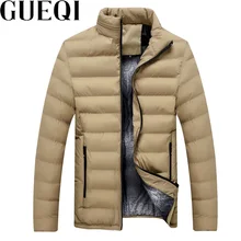 GUEQI Autumn Spring Men Warm Parkas Plus Size L-4XL Stand Collar Solid Color Windproof Outerwear Man Casual ADD Fleece Jackets