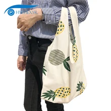 Hylhexyr хлопчатобумажная ткань Shopper Сумки Портативный многоразовые Бакалея сумка-шоппер фруктов печать сумочку Девушки Холст Пляжные Сумки