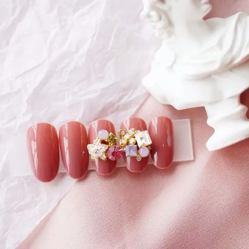 Новинка Ограниченная серия, кремовые, однотонные, с серебристым декором, 3d накладные ногти, японский стиль принцессы ins, милые накладные ногти для невесты