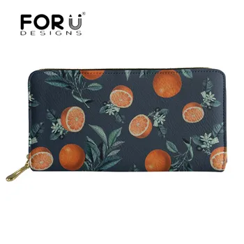 

FORUDESIGNS Lemon and Leaf 3D Print Purse Fashion Women Long Leather Wallet Luxury Ladies Travel Card Holder Bags Waterproof Bag