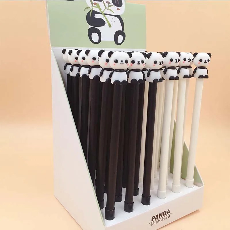 

36 pcs/lot Panda Gel Pen Cute 0.5 mm black ink Signature Pen School Office writing Supplies Promotional Gift