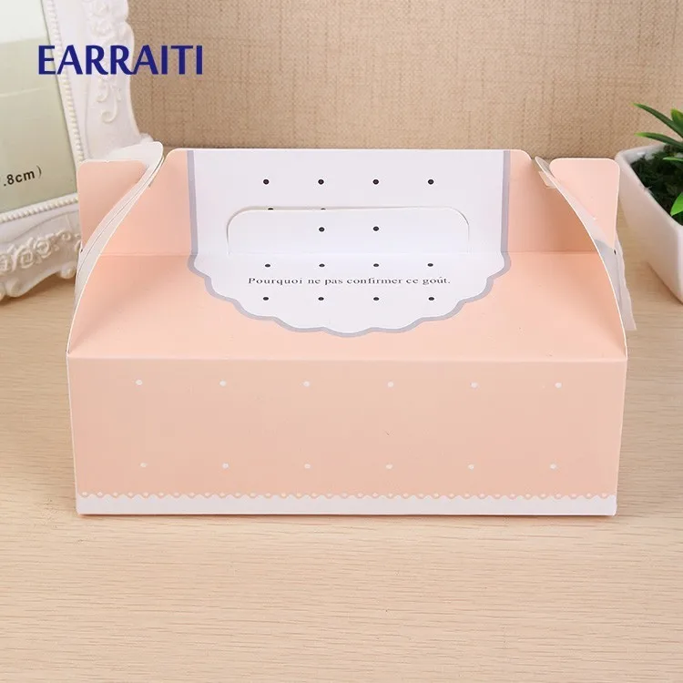 

12 PCS Cake Boxes And Packaging Pink Wedding Box For Candy Cookie Cupcake Kraft Gift Box With Handle Birthday Party Favors
