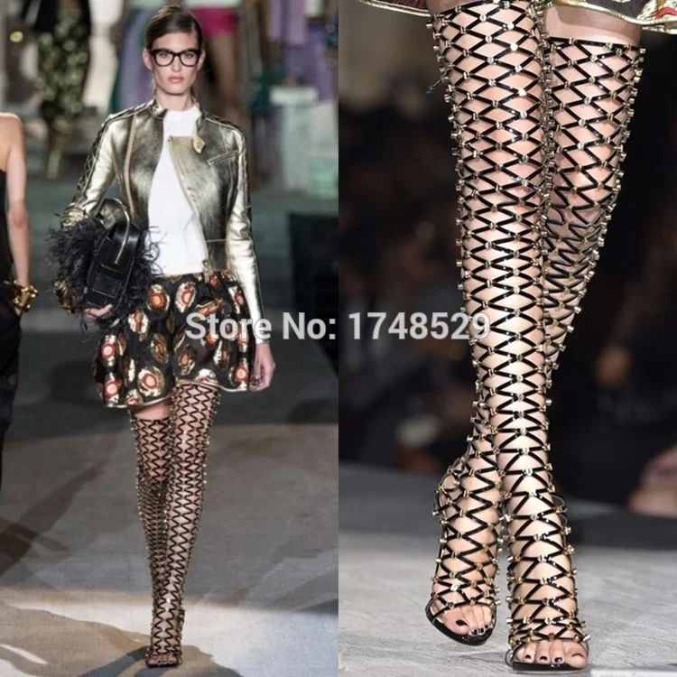 net thigh high boots