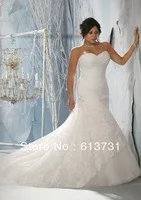 Top Online Mermaid Sweetheart Strapless Lace Plus Size Wedding Dresses 2013 Court Train 3143