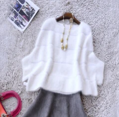 Натуральный норковый кашемировый пуловер для женщин, высокое качество, Заводская OEM розетка, опт, розничная торговля, настоящий свитер кашемир с норкой DFP897 - Цвет: White