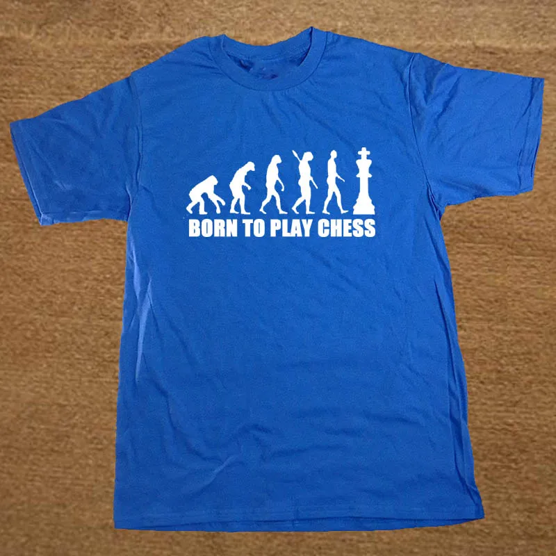Брендовая одежда Эволюция шахматного игрока забавная Футболка Мужская хлопковая футболка с коротким рукавом футболки Camiseta - Цвет: BLUE